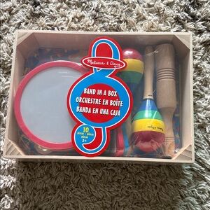 Melissa & Doug Rainbow Wooden Kids Band Set with Red Drum